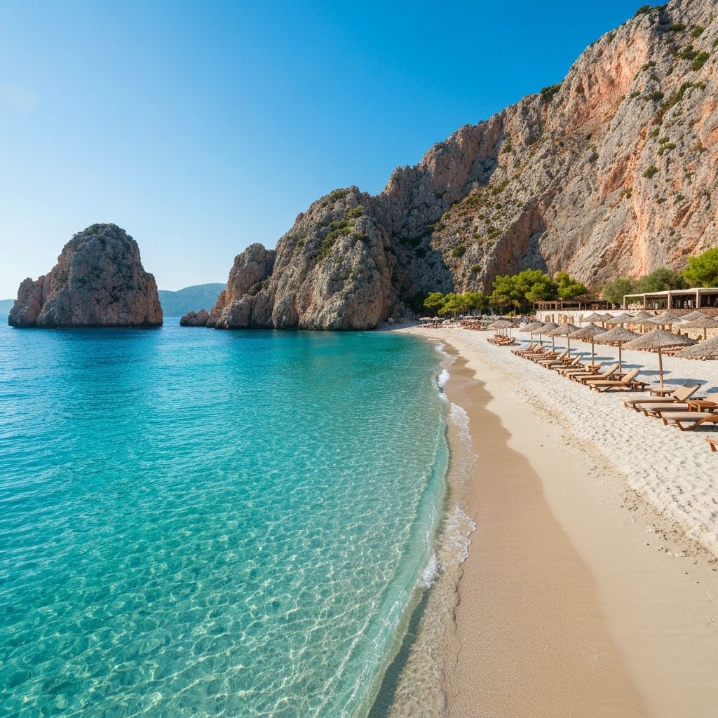 Özel lüks otel plajı kristal berrak su